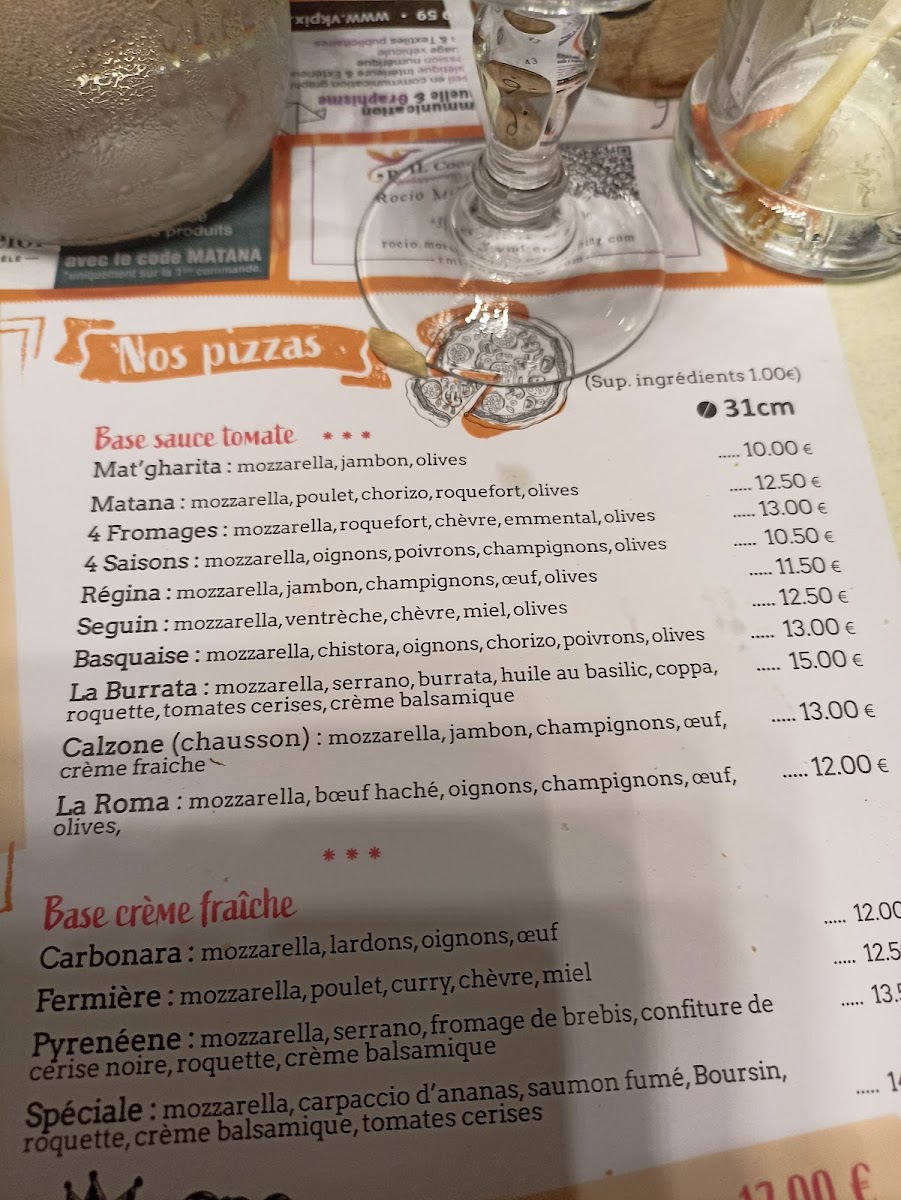 Menu Brasserie Pizzeria Le Matana. Vente A Emporter.-2