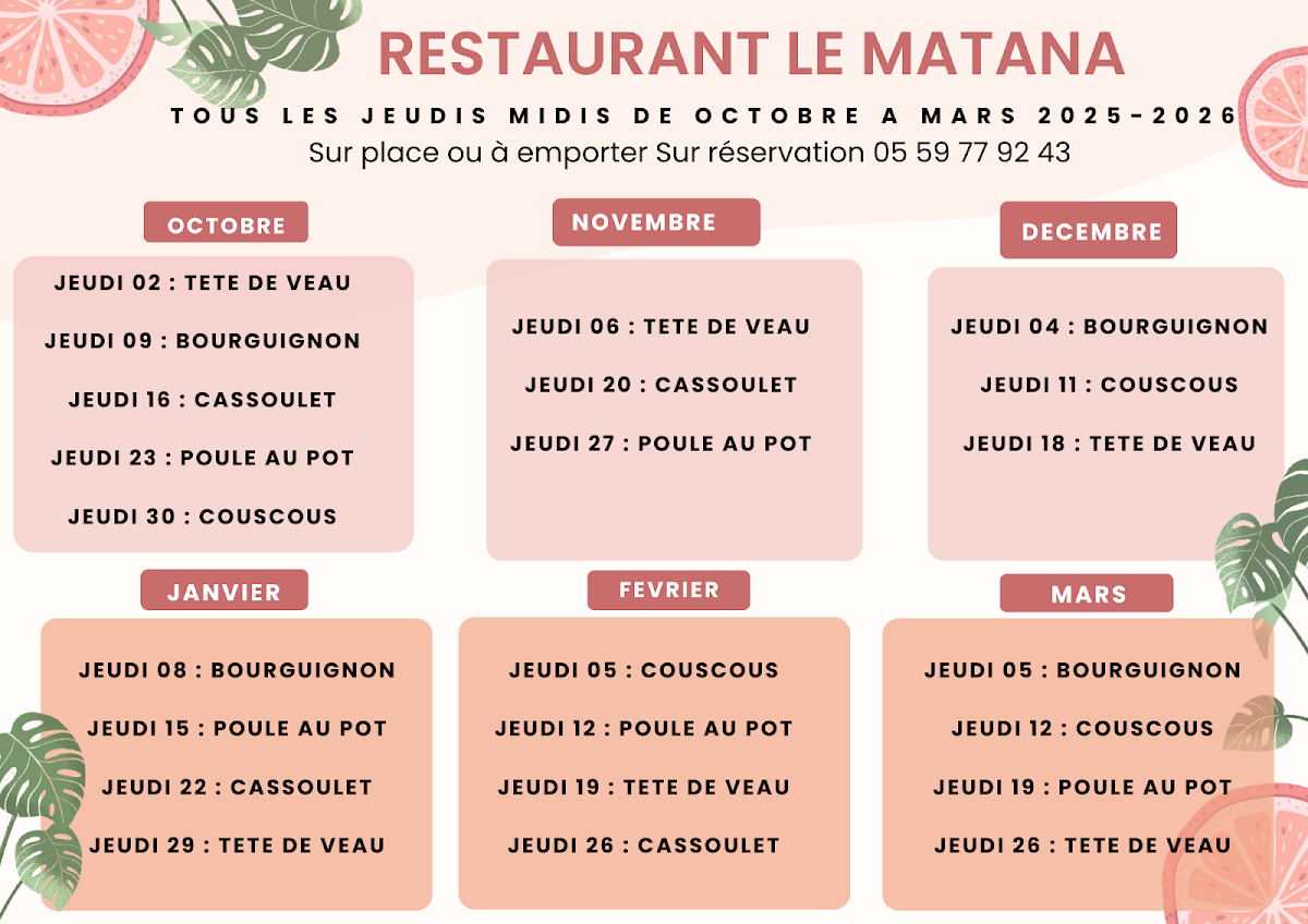 Menu Brasserie Pizzeria Le Matana. Vente A Emporter.-3